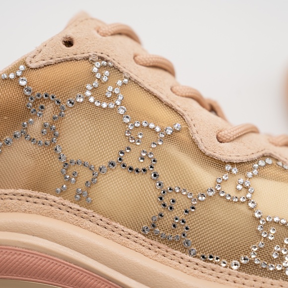 Size 40eu 10 US Gucci Run Sneakers GG Crystal Powder Pink Rose Blush Mesh - Picture 9 of 12